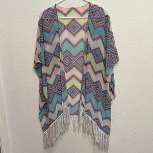 ✅✅✅BOGOHO✅✅✅Colorful Geometric Kimono with Fringe